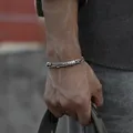 HX-Bracelet rétro en argent tissé à la main pour homme bijoux de personnalité à la mode de