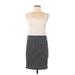 Michel Klein Casual Dress - Mini Scoop Neck Sleeveless: Ivory Stripes Dresses - Women's Size 38