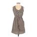 Bebop Casual Dress - Mini Scoop Neck Sleeveless: Brown Dresses - Women's Size Small