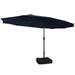 Costway 15 Feet Double-Sided Twin Patio Umbrella with Crank and Base-Navy