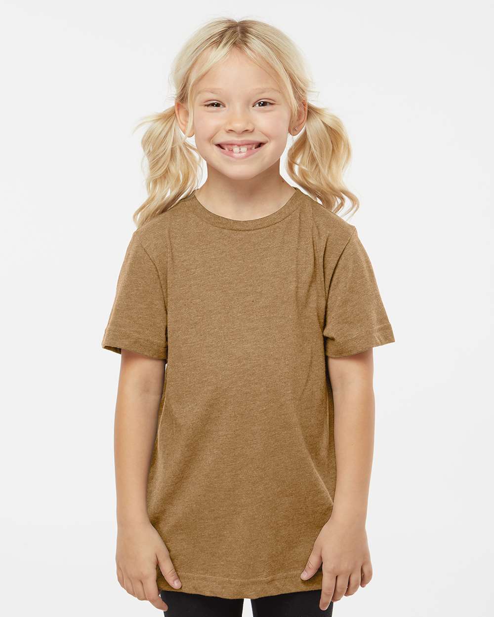LAT 6101 Youth Fine Jersey T Shirt in Vintage Coyote Brown size Large | Ringspun Cotton LA6101