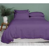 Kamas 3 Piece Solids Solid Oversized Queen Plum Duvet Cover Set 100% Egyptian Cotton 600 Thread Count with Zipper & Corner Ties Luxurious Quality