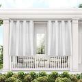 Exclusive Home Curtains Miami Semi-Sheer Textured Indoor/Outdoor Grommet Top Curtain Panel Pair 54x63 White