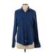 C. Wonder Long Sleeve Blouse: Blue Print Tops - Women's Size Medium