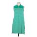 Lands' End Casual Dress - Shirtdress Collared Sleeveless: Green Stripes Dresses - Women's Size Medium