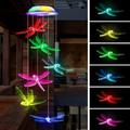 Qoosea Solar Dragonfly Wind Chimes Color Changing Solar Wind Chimes for Outside Waterproof Solar Powered Wind Chime Outdoor Solar Light LED Multi-Color Light Cover Gift for Garden DÃ©cor