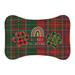 Frammy Life Christmas Dog Mat for Food New Year Pet Placemat Non-Slip Pet Feeding Mat Bone Shape 19x14in Pet Bowl Mat (Red Green Plaid)