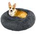 PetAmi Medium Calming Dog Bed for Dogs Puppy Round Washable Pet Bed for Cat Kitten Anti Anxiety Dog Bed Cuddler for Couch Fluffy Plush Circular Dog Donut Bed Fits up to 45 lbs 30 inch Dark Gray