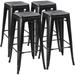30Inch High Metal Bar Stools Backless Indoor-Outdoor Use Counter Heigt Stackable Barstools Black Set Of 4