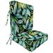 Jordan Manufacturing 45 x 22 Seneca Navy Tropical Rectangular Outdoor Deep Seating Chair Seat and Back Cushion with Ties and Welt