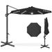 Best Choice Products 10ft 360-Degree Solar LED Lit Cantilever Patio Umbrella Outdoor Hanging Shade - Black