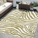 Green Yellow Contemporary Zebra Print Area Rug Rugs - Multicolor Non-Shed 6 X 9 Animal Pattern Blue & Brown Indoor/Outdoor Rug