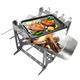 LSLJS Folding Portable Charcoal Grill Barbecue Outdoor Stainless Steel Smoker BBQ Heavy Duty Camping Grill for Cooking Grilling Picnics (with 1*BBQ Grill 1*Storage Bag 1*Grill Net 4*Skewers)