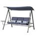 Steel 3-seater Swing Porch Swing with Canopy - Blue