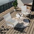 Walsunny 3 Piece Outdoor Patio Furniture Set Textilene Patio Bistro Set with Coffee Table for Balcony Porch and Apartment White