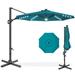 Best Choice Products 10ft 360-Degree Solar LED Lit Cantilever Patio Umbrella Outdoor Hanging Shade - Cerulean