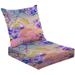 2-Piece Deep Seating Cushion Set allover Watercolour flowers White abstract white geometric print Outdoor Chair Solid Rectangle Patio Cushion Set