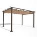 10 ft. x 13 ft. Aluminum Outdoor Pergola with Retractable Shade Canopy Brown