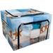 ECZJNT starfish with ocean beach seascape shallow Storage Bag Clear Window Storage Bins Boxes Large Capacity Foldable Stackable Organizer With Steel Metal Frame For Bedding Clothes Closets Bedrooms