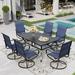 Sophia & William 7 Piece Outdoor Patio Dining Set Padded Textilene Chairs and Table Furniture Set