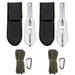 Uxcell 2pcs Multifunctional Camping Shovel 7 in 1 Multi-Purpose Backpacking Shovels w Carrying Bag Paracord Silver Khaki