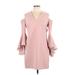 Milly Cocktail Dress - Mini V-Neck Long sleeves: Pink Print Dresses - Women's Size 10