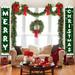 Christmas Decoration Banners with String Light Green Plaid Snow Pattern Merry Christmas Decoration Banners for Indoor/Outdoor Front Door Glowing Party Decor and Porch Sign