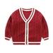 CSCHome 1-7Y Newborn Kids Knit Cardigan Sweater for Boys Girls Button down White Stripe Unisex Cardigan Sweater Outerwear Coat