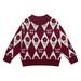 QIANGONG Girls Sweaters Flower Embroidery Girls Sweaters Crew Neck Long Sleeve Girls Sweaters Red 6-7 Years