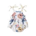 FOCUSNORM Toddler Infant Baby Girls Jumpsuits Cute Flower Print Bow Lace-Up Casual Suspender Romper Bodysuit Sunsuit