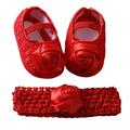 Baby Girls Flat Shoes Headband Toddler Rose Flower Wedding Dress Shoes