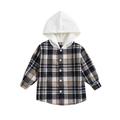 ASFGIMUJ Boys Jacket Kids Baby Autumn Winter Shirt Jacket Plaid Cotton Long Sleeve Button Down Hoodie Coat Clothes Outwear Toddler Winter Coat Black 4 Yearsâ€”5 Years