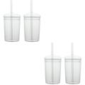 4 Sets Glass Sippy Cup Multipurpose Water Holder Office Mugs Coffee Shot Glasses Bottles Drinking with Caps Straw