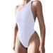 JHLZHS Workout Jumpsuits for Women Womens Wear Swimsuit with Sloping Shoulders Backless Sleeveless Jumpsuit for Women White L