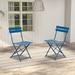 Ebern Designs Folding Folding Patio Dining Side Chair Metal in Blue | 31.5 H x 16.54 W x 19.69 D in | Wayfair 1C5848F08DAB42E89C75FFEE76A9C682