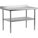 Stainless Steel Table for Prep & Work 48 x 24 Inches NSF Commercial Heavy Duty Island Table with Undershelf & Backsplash for Kitchen Restaurant Home and Hotel