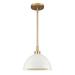 Contemporary Home Living 10 Satin Brass Hanging Pendant Matte White Curved Shade Ceiling 2-Light
