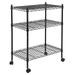 ByEUcuk 3-Tier Adjustable Shelving Unit -Grade Steel Wire Shelving Rack with 3 Wheels Heavy Duty Storage Chrome Shelves for Garage Kitchen Living Room 24 W x 14 D x 32.75 H Black