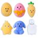 6Pack-Easter Squishy Toy Filled Easter Eggs Mini Kawaii Mochi Squishy toys Colorful Prefilled Plastic Easter Eggs for Easter Basket Stuffers Party Favor Egg Hunt for Kids