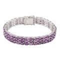 Supreme Brilliance,'Amethyst Rhodium Plated Silver Wristband Bracelet'