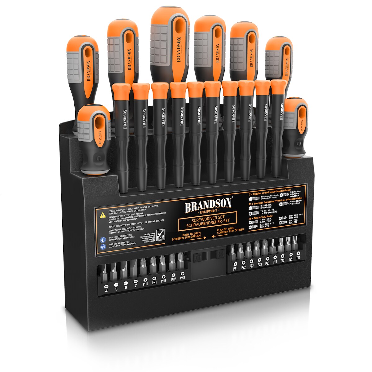 Brandson Schraubendreher Set 36 teilig - Chrom Vanadium - magnetisch - 18 Bits mit Bithalter - Schlitz und Kreuzschlitz Schraubendreher - Feinmechanik Image