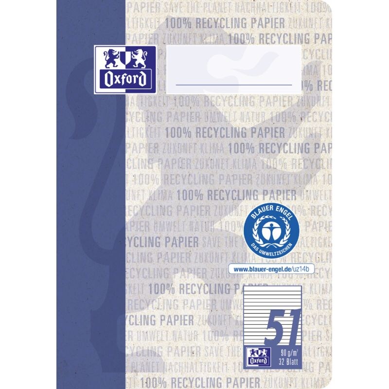 Oxford Oktavheft 'Recycling', DIN A6, 32 Blatt, liniert Image