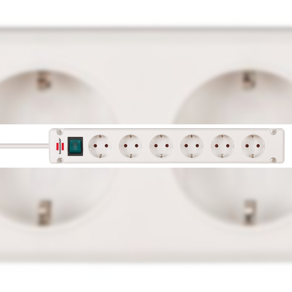 brennenstuhl® 1150650326 Steckdosenleise Bremounta - 6-fach, 3m, weiß, mit Schalter Image