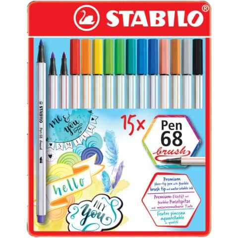 Faserschreiber mit Pinselspitze Pen 68 brush, Etui mit 15 Stiften Image