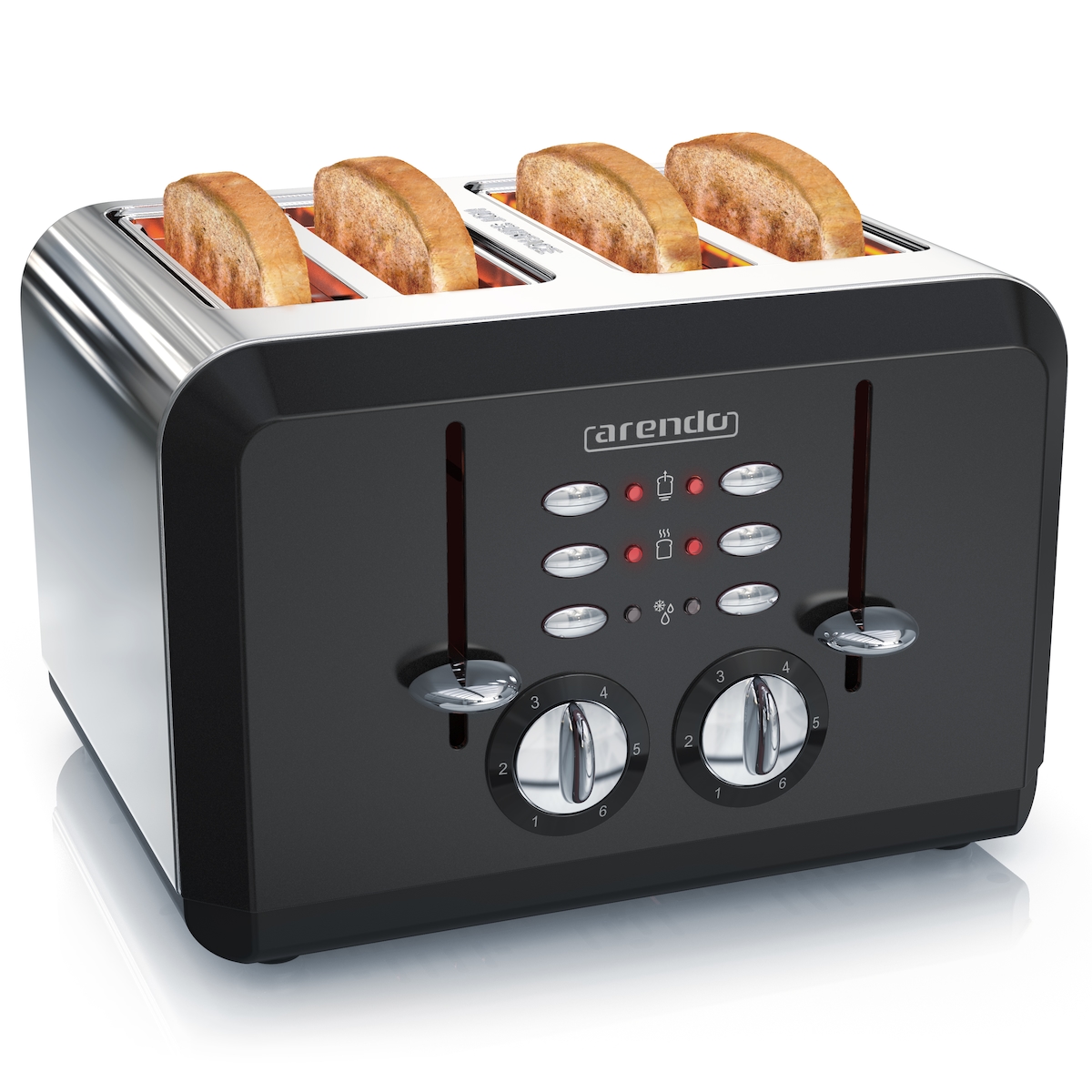 Arendo - Automatik Toaster 4 Scheiben in Edelstahl - bis zu vier Sandwich und Toast-Scheiben - Bräunungsgrad 1-6 - Aufwärm- und Auftaufunktion Image