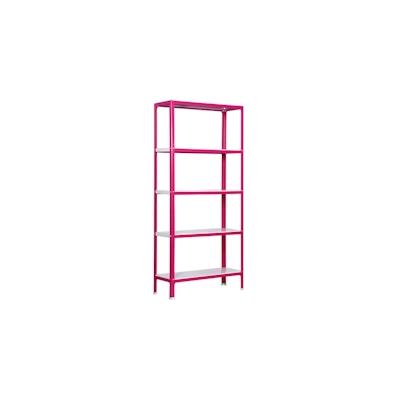 PROREGAL Wohnregal LIVING KOALA METAL mit 5 Fachböden | HxBxT 180x80x40cm | Fachlast 150kg | Rosa/Weiß | Standregal Metallregal Lagerregal Image