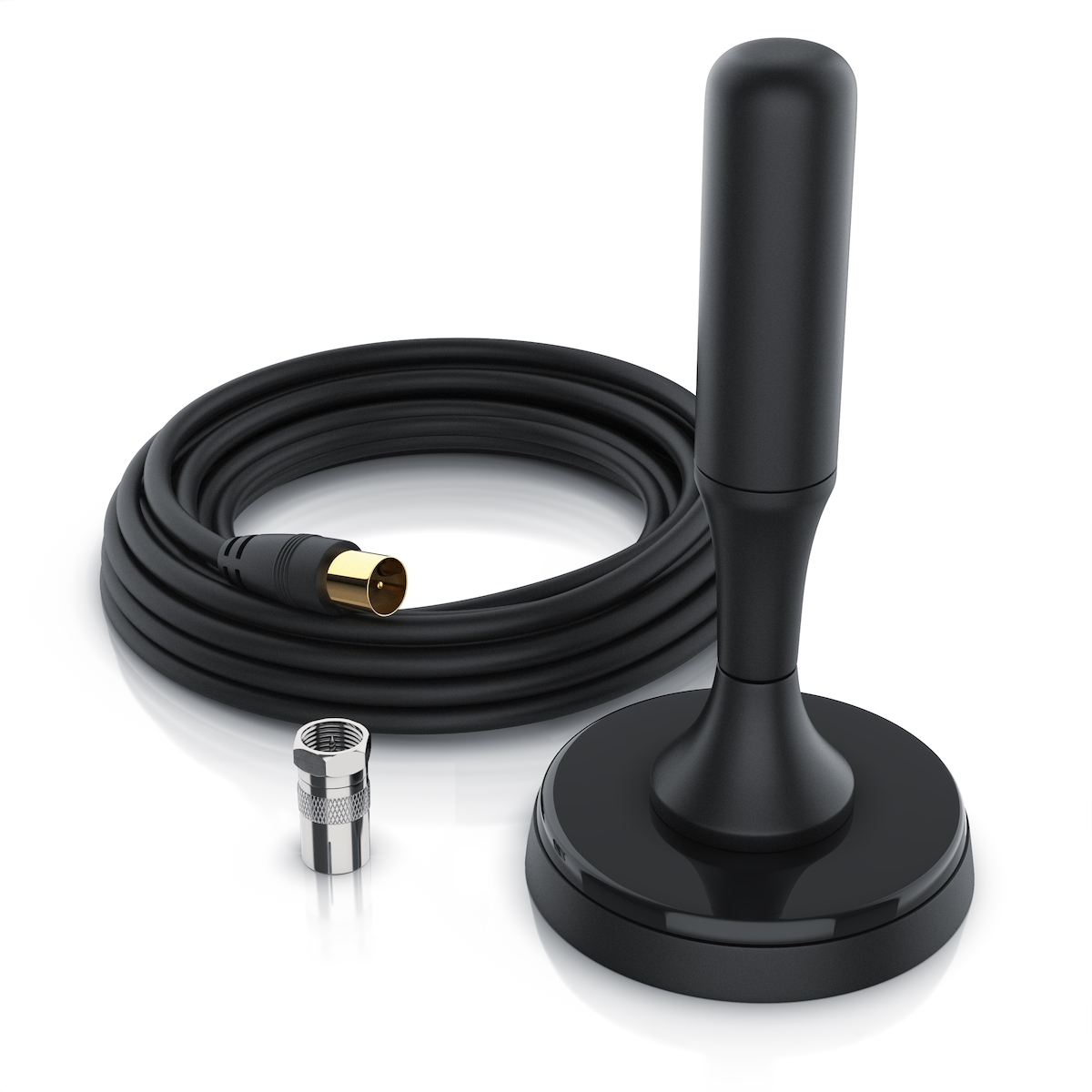 CSL DVB-T, DVB-T2 Stabantenne für Innenbereich, digitale Antenne mit 4m Kabel / inkl. F-Stecker Adapter Image