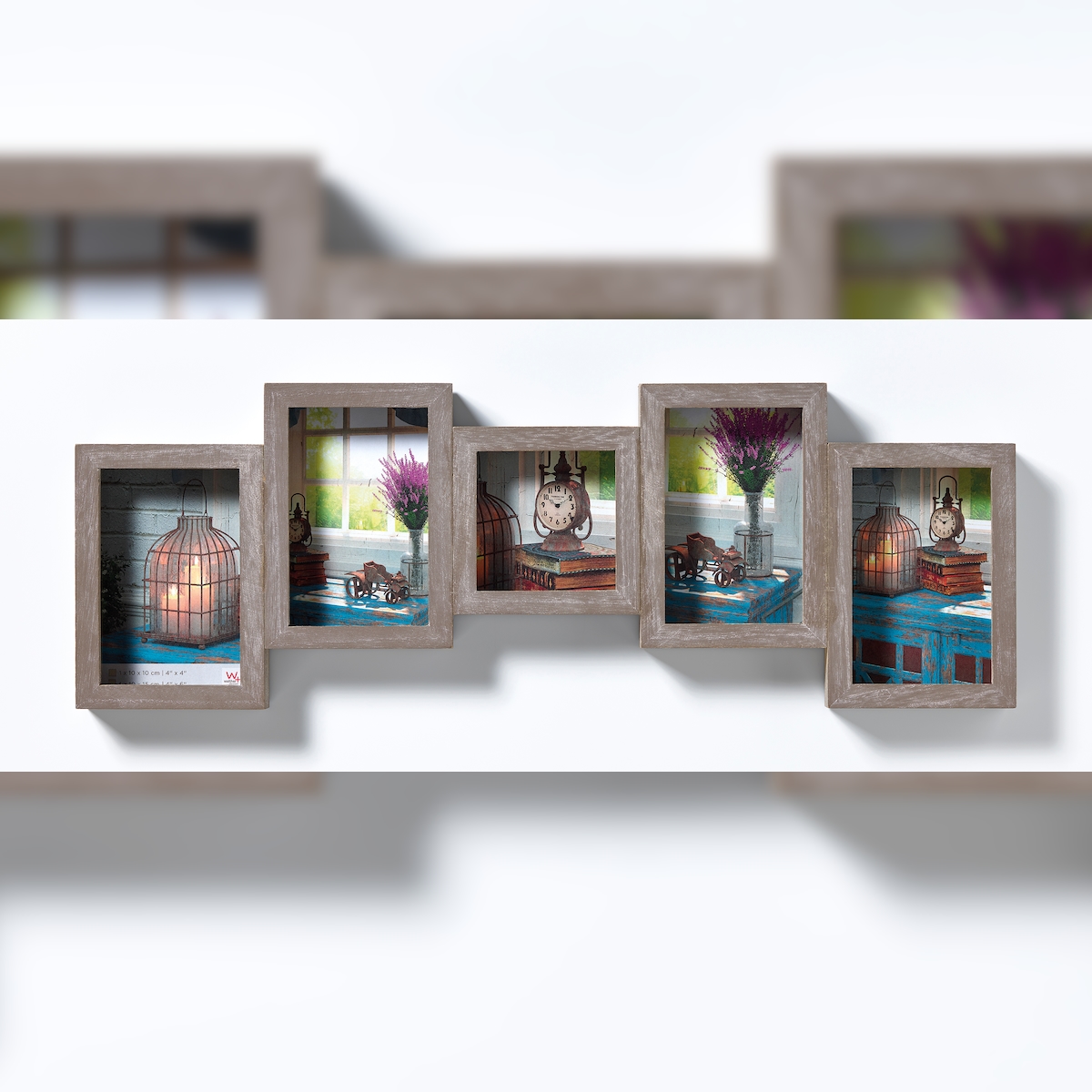 walther + design Rustic Portrait Galerierahmen, grau, 4X10x15 + 1X10x10 cm Image