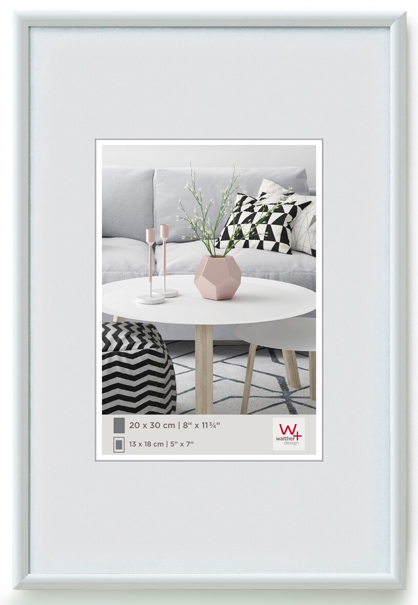 walther + design Galeria Kunststoff Bilderrahmen, weiss, 13 x 18 cm Image