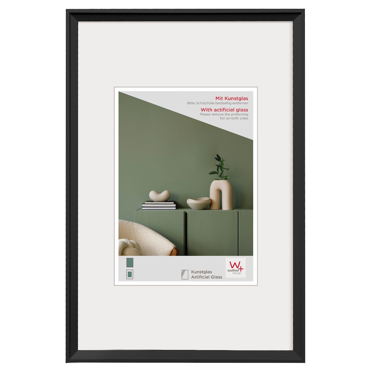 walther + design Desire Kunststoff Bilderrahmen, schwarz, 40 x 60 cm Image